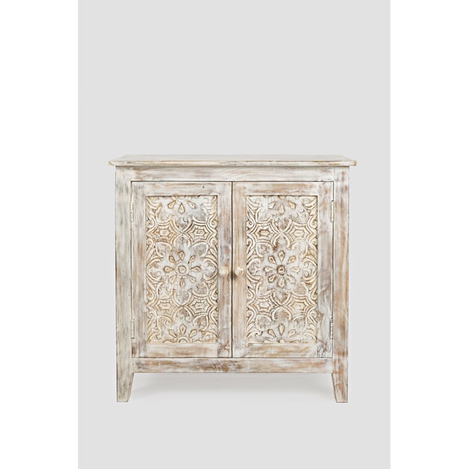 Jofran Furniture Global Archive Distressed White Hand Carved Accent Chest JFN-1730-56