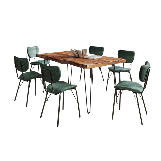 Jofran Furniture Natures Edge Chestnut and Jade 7pc Dining Set JFN-1781-60D-6-OWNCHJD