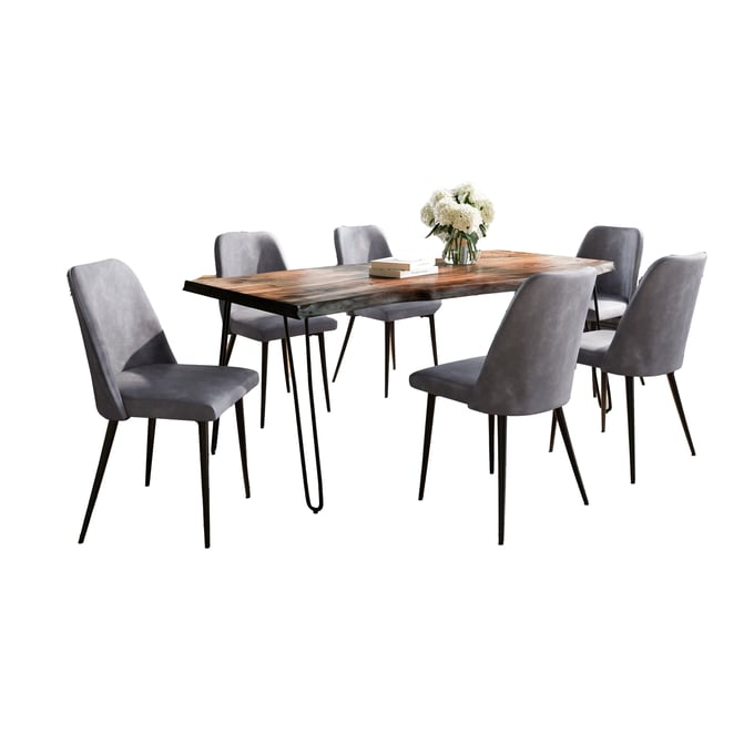 Jofran Furniture Natures Edge Chestnut Grey 7pc Dining Room Set JFN-1781-79D-6-DOXCHGRY