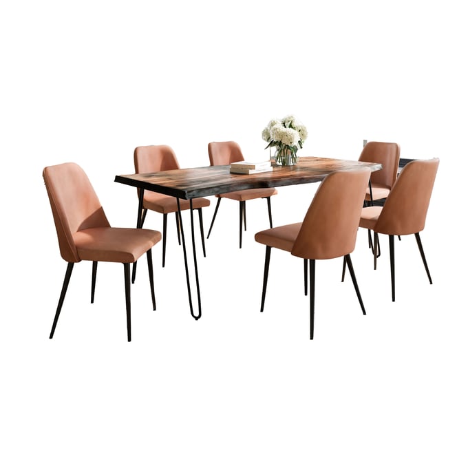 Jofran Furniture Natures Edge Chestnut Light Brown 7pc Dining Room Set JFN-1781-79D-6-DOXCHLBN