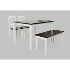 Jofran Furniture Asbury Park White 4pc Dining Set with Bench