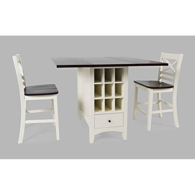 Jofran Furniture Asbury Park White Autumn 3pc Counter Height Set with X Back Stool JFN-180-CDR-3S4