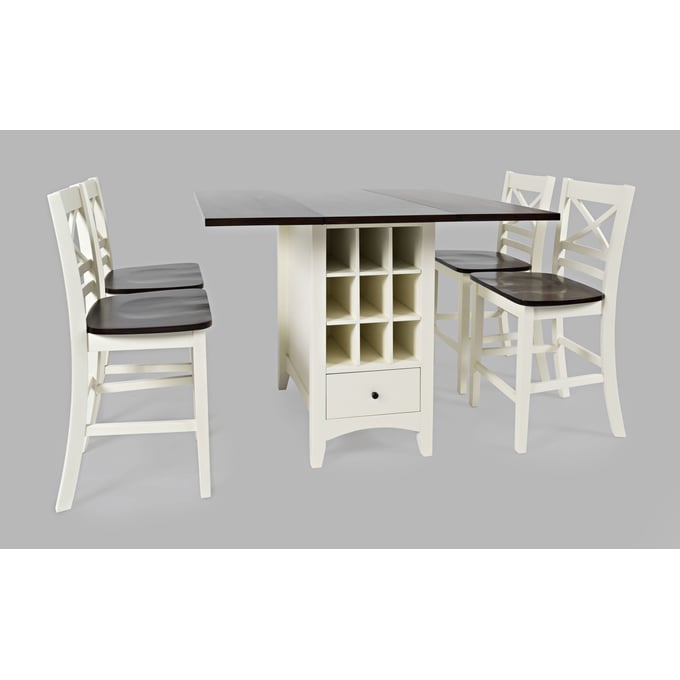 Jofran Furniture Asbury Park White Autumn 5pc Counter Height Set with X Back Stool JFN-180-CDR-5S4