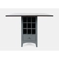 Asbury Park Solid Acacia Farmhouse Storage Counter Drop Leaf Dining Table with Storage and Wine Rack