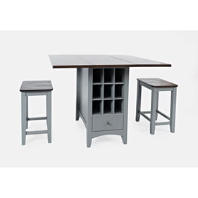 Jofran Furniture Asbury Park Grey Autumn 3pc Counter Height Set with Backle...