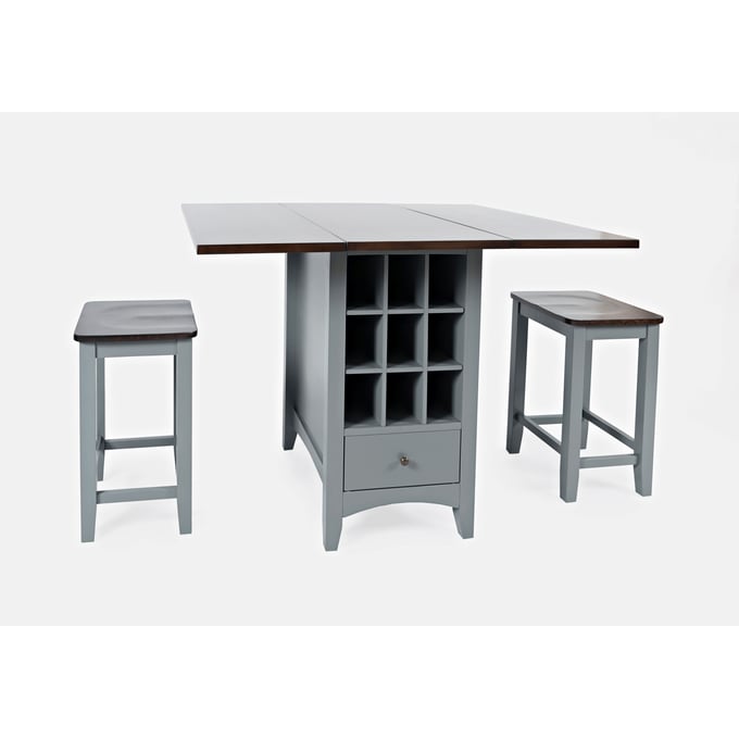 Jofran Furniture Asbury Park Grey Autumn 3pc Counter Height Set with Backless Stool JFN-180-CDR-3S2