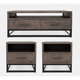 Jofran Furniture East Hampton Distressed Grey 3pc Coffee Table Set