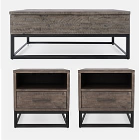 Jofran Furniture East Hampton Distressed Grey 3pc Lift Top Coffee Table Set