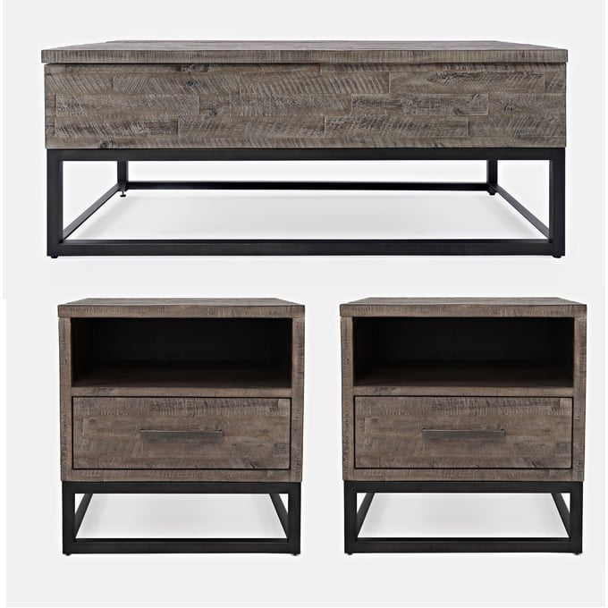 Jofran Furniture East Hampton Distressed Grey 3pc Lift Top Coffee Table Set JFN-1860-OCT-S3