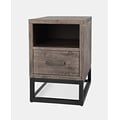 East Hampton Distressed Acacia USB Charging Chairside Table