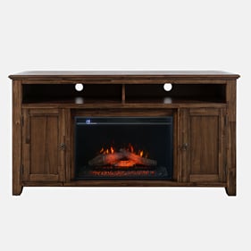 Jofran Furniture Bakersfield Rustic TV Stand with Electric Fireplace