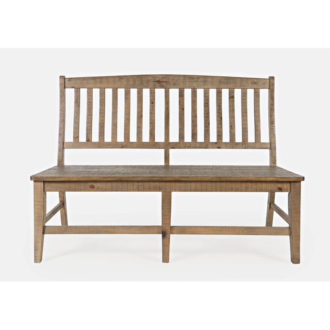 Jofran Furniture Carlyle Crossing Distressed Medium Brown Slatback Dining Bench JFN-1921-54KD