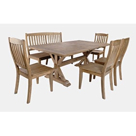 Jofran Furniture Carlyle Crossing Distressed Medium Brown 6pc Dining Room S...