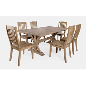 Jofran Furniture Carlyle Crossing Distressed Medium Brown 7pc Dining Room S...