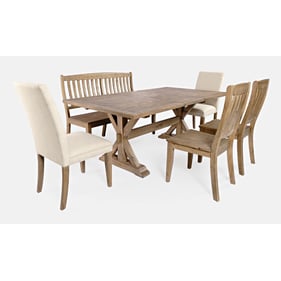 Jofran Furniture Carlyle Crossing Distressed Medium Brown 6pc Dining Room S...