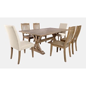 Jofran Furniture Carlyle Crossing Distressed Medium Brown 7pc Dining Room S...