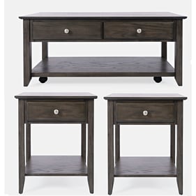 Jofran Furniture Modern Espresso Grey Brown 3pc Coffee Table Set