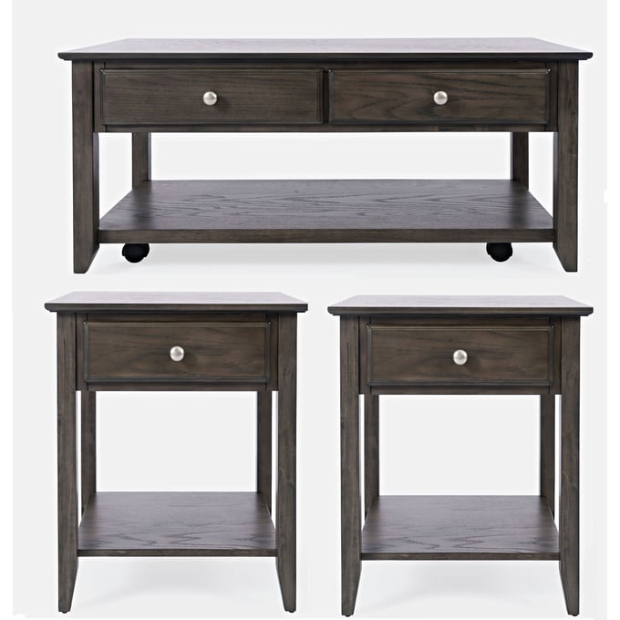 Jofran Furniture Modern Espresso Grey Brown 3pc Coffee Table Set JFN-1977-OCT-S1