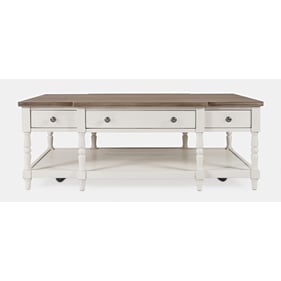 Jofran Furniture Grafton Farms White Brown 3 Drawer Coffee Table