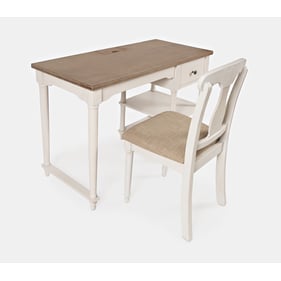 Jofran Furniture Grafton Farms Brushed White USB Charging Desk And Chair Se...