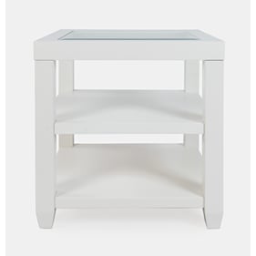 Jofran Furniture Urban Icon White Glass Inlay Storage End Table