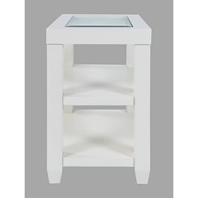 Jofran Furniture Urban Icon White Glass Inlay Storage Chair Side End Table