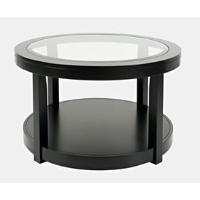 Jofran Furniture Urban Icon Black Round Glass Inlay Coffee Table