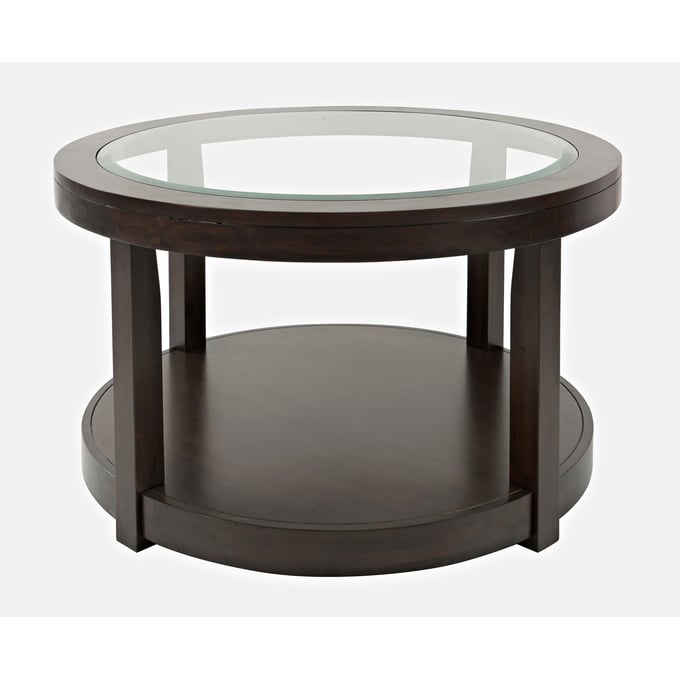 Jofran Furniture Urban Icon Merlot Round Glass Inlay Coffee Table JFN-2002-2