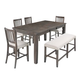 Jofran Furniture Willow Creek Distressed Brown 6pc Counter Height Set