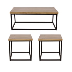 Jofran Furniture Ames Natural Black 3pc Coffee Table Set