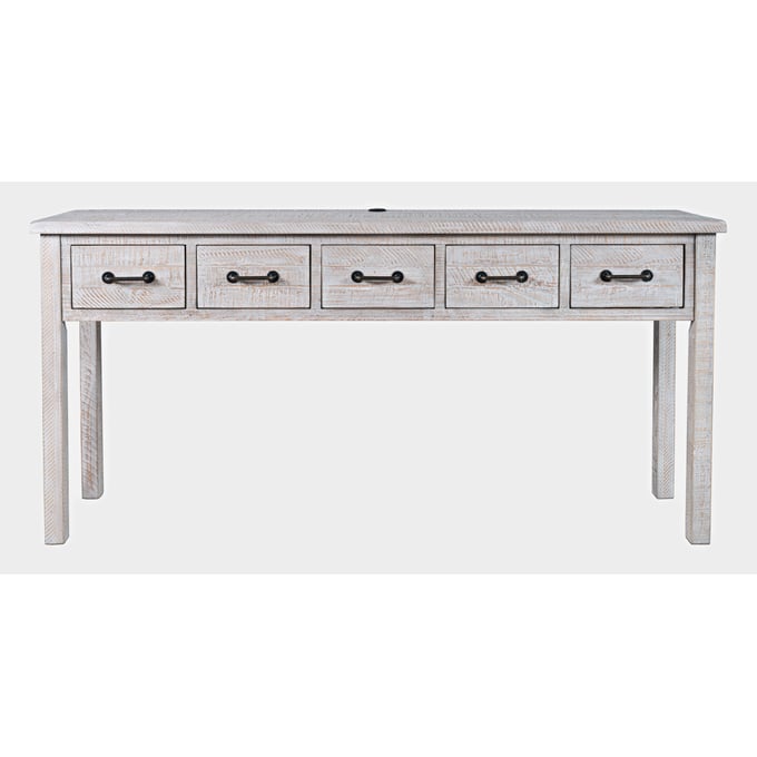 Jofran Furniture North Coast White Wash Five Drawer USB Charging Sofa Table JFN-2075-67