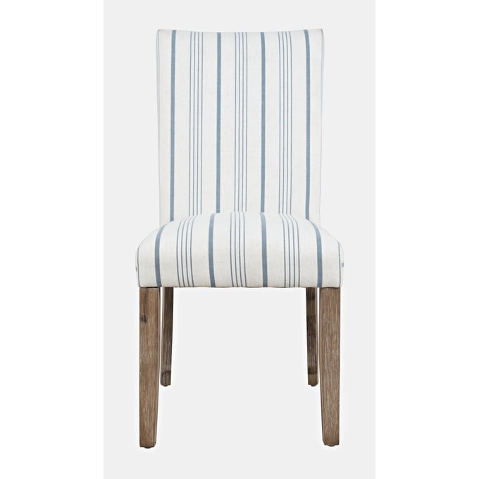 2 Jofran Furniture Eastern Tides Blue Stripe Parsons Dining Chairs JFN-2148-392KD