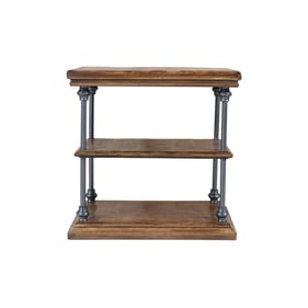 Jofran Furniture Larson Distressed Brown Square End Table with Storage Shel...