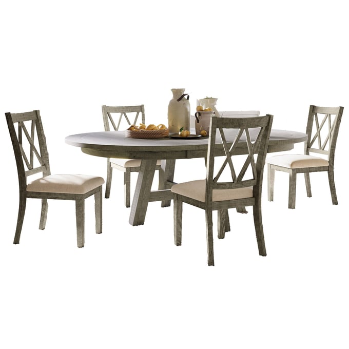 Jofran Furniture Telluride Driftwood Grey 5pc Dining Room Sets with Cross Back Chairs JFN-2231-54D-5UXB