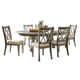 Jofran Furniture Telluride Driftwood Grey 7pc Dining Room Sets with Cross B...