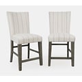 Telluride Contemporary Rustic Pine Parsons Striped Upholstery Counter Stool (Set of 2)