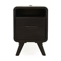 Marlowe Mid-Century Modern USB Charging Curved Chairside End Table with Storage Drawers