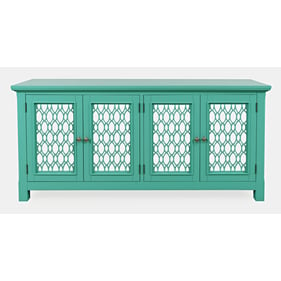 Jofran Furniture Isabella Aqua 69 Inch Mirrored Sideboard Storage Cabinet