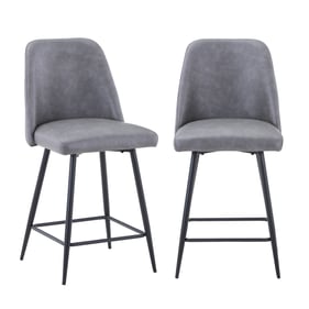 2 Jofran Furniture Maddox Grey Upholstered Counter Height Stools