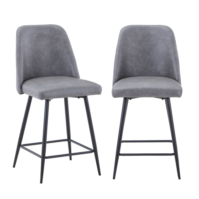 2 Jofran Furniture Maddox Grey Upholstered Counter Height Stools JFN-2271-MADDOXSTGRY