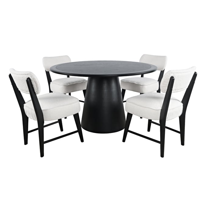 Jofran Furniture Nash Black 5pc Pedestal Dining Set JFN-2271-NASH50DBLK-4WESCBLK