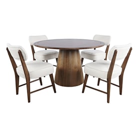 Jofran Furniture Nash Walnut 5pc Pedestal Dining Set with Upholstered Chair...