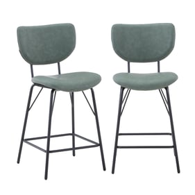 2 Jofran Furniture Owen Jade Split Back Upholstered Counter Height Stools