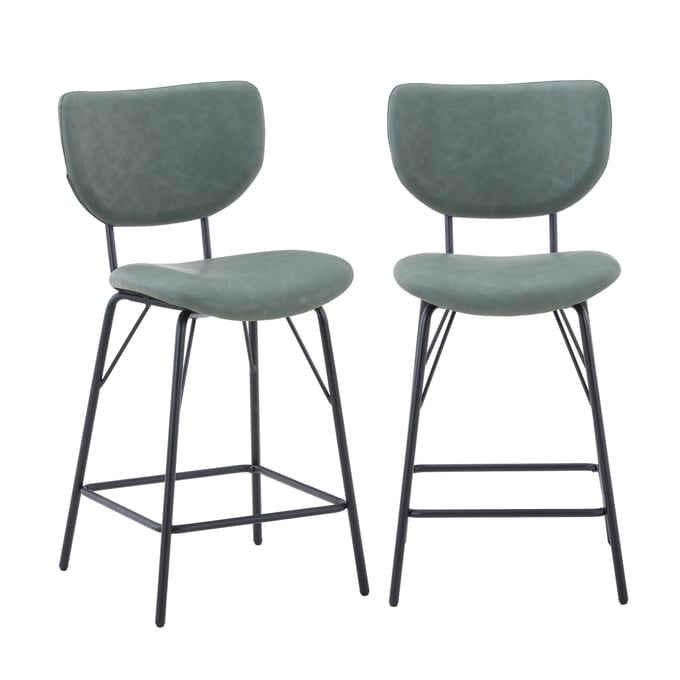 2 Jofran Furniture Owen Jade Split Back Upholstered Counter Height Stools JFN-2271-OWENSTJD