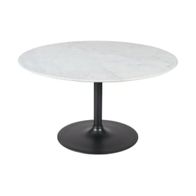 Jofran Furniture Rowan Gunmetal 42 Inch Pedestal Round Marble Dining Table