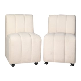 2 Jofran Furniture Tess Natural Ivory Boucle Upholstered Dining Chairs with...