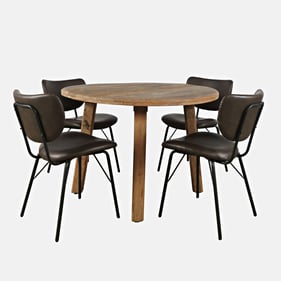 Jofran Furniture Reclamation Dark Brown 5pc Round Dining Set with Upholster...