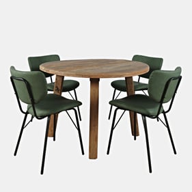 Jofran Furniture Reclamation Jade 5pc Round Dining Set with Upholstered Cha...