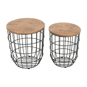 Jofran Furniture Global Archive Black Nested Storage Basket 2pc End Tables