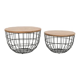 Jofran Furniture Global Archive Black Nested Storage Basket 2pc Coffee Tabl...